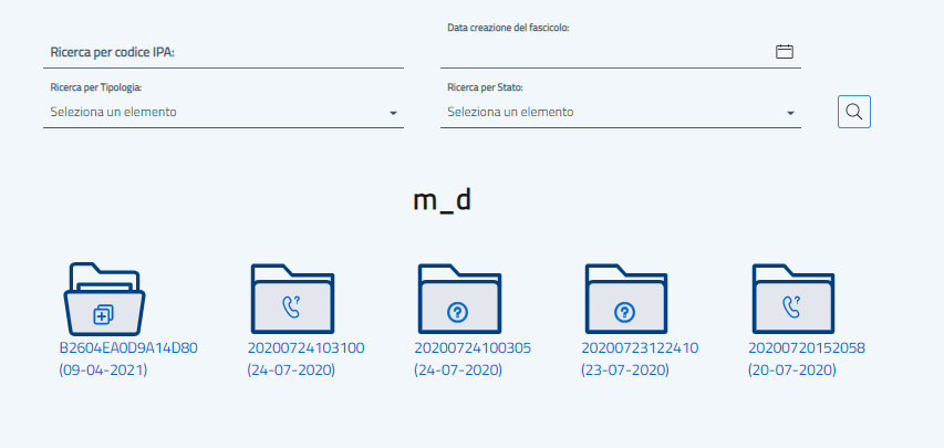 Richieste nel Fascicolo Ente